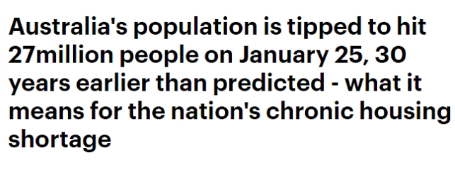 澳洲人口提前30年突破2700万大关！