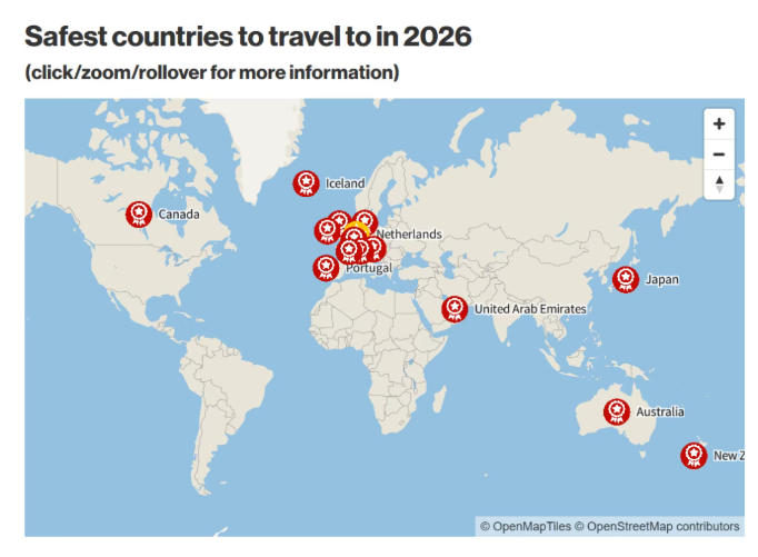 旅游安全榜2026:荷兰夺魁,澳洲稳居第二,“低犯罪+无枪+快医疗”成金字招牌