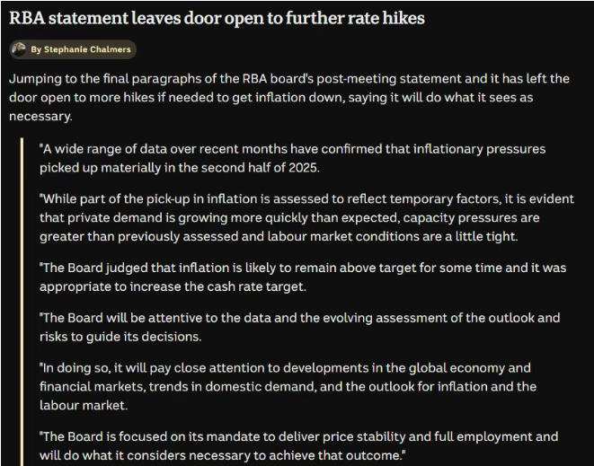 澳洲央行加息至3.85%：月供压力再增1300澳元，房主财务韧性面临考验