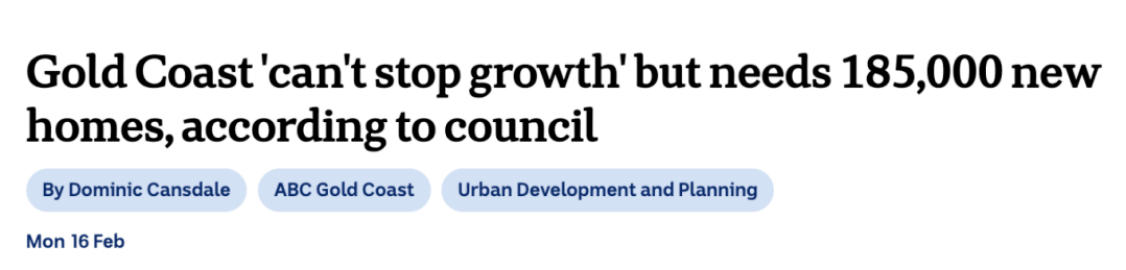 【澳洲·新闻】黄金海岸未来20年需新增18.5万套住房,城市增长势头难以放缓